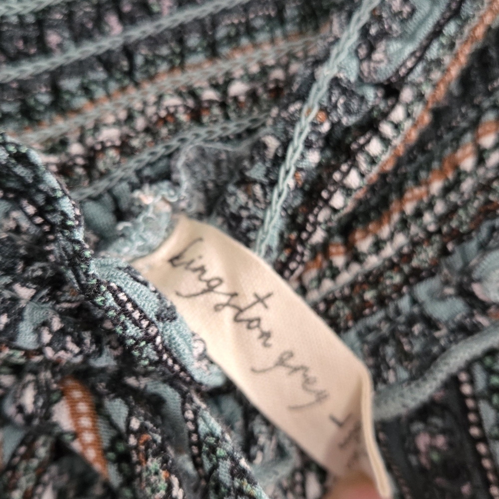 Kingston Grey Blue Patterned Wide Leg Pants - Picture 2 of 8